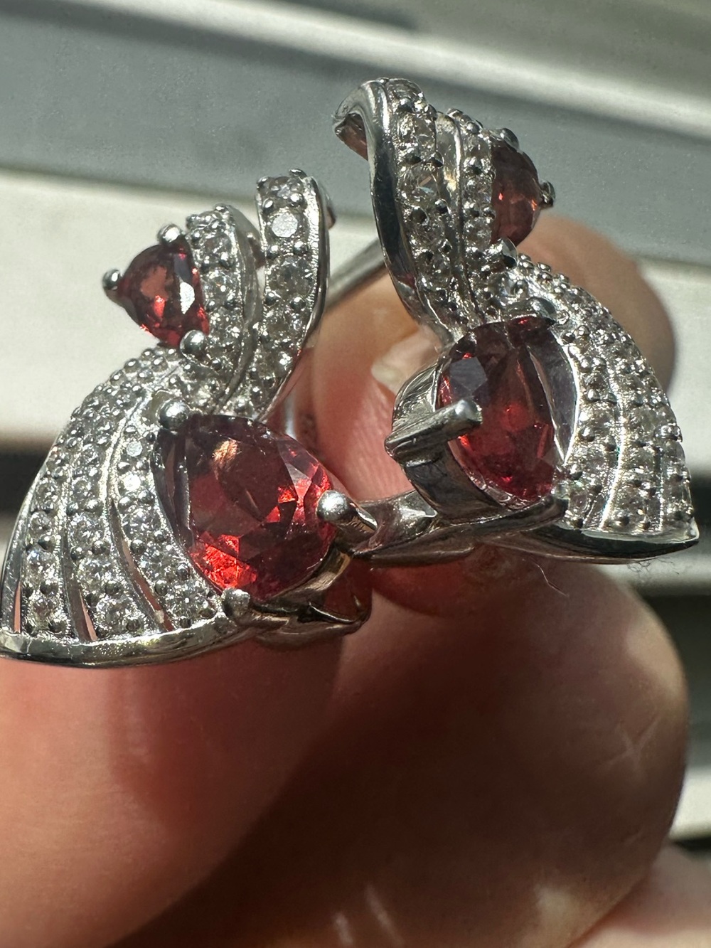 New Natural Garnet moissanite diamond earrings like ruby rubies hoop omega back